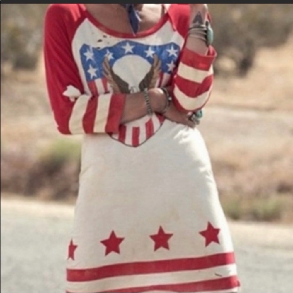 Spell Vintage Captain Amerique Raglan Mini Dress / Top - Picture 2 of 6